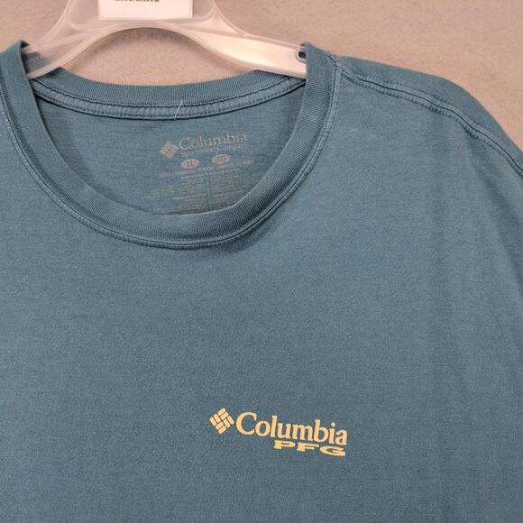 Columbia PFG Angler Mgmt Blue T-Shirt Mens XL Performance Fishing Gear Short Slv - Picture 9 of 10